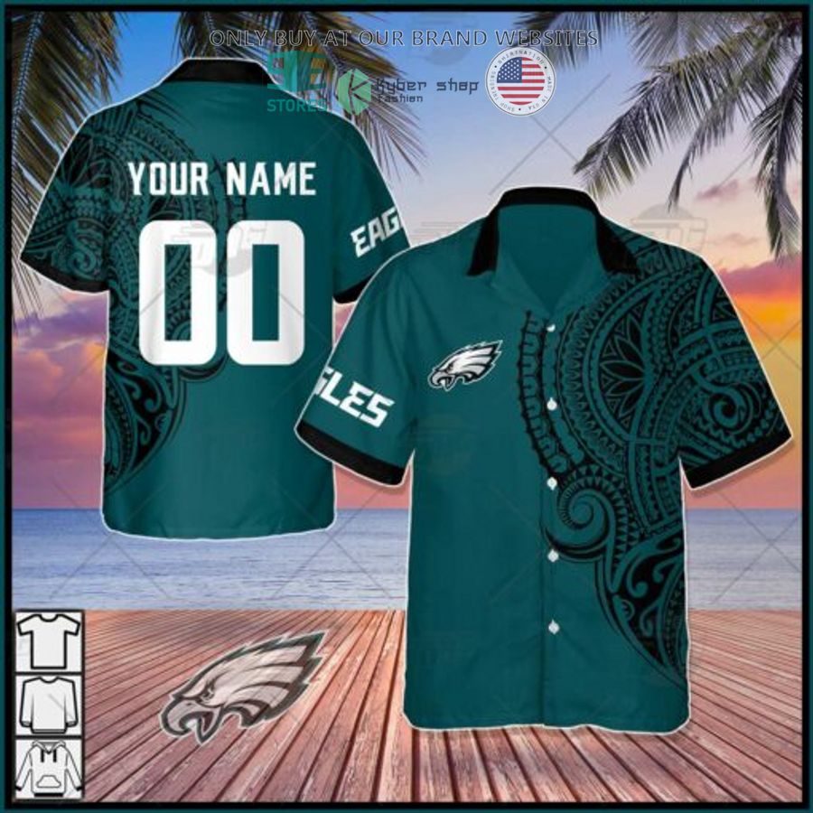 personalized nfl philadelphia eagles polynesian tattoo hawaiian shirt 1 51282