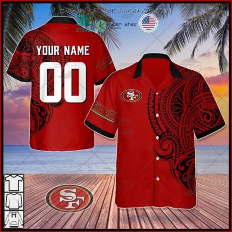 personalized nfl san francisco 49ers polynesian tattoo hawaiian shirt 1 86850