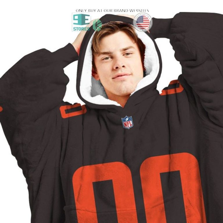 personalized nike nfl logo black orange sherpa hoodie blanket 3 59002