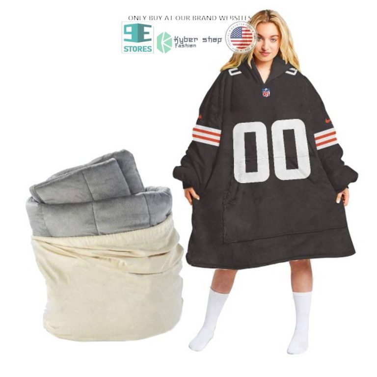 personalized nike nfl logo brown sherpa hoodie blanket 2 7388