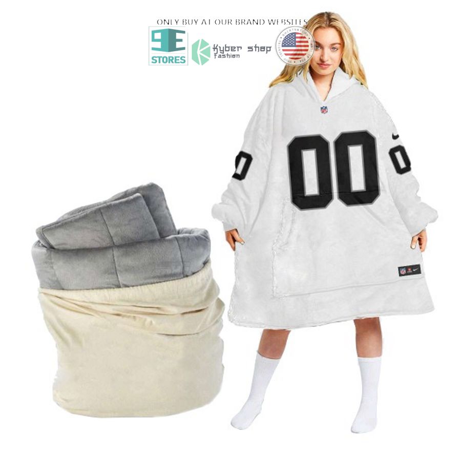 personalized nike nfl white sherpa hoodie blanket 1 33715