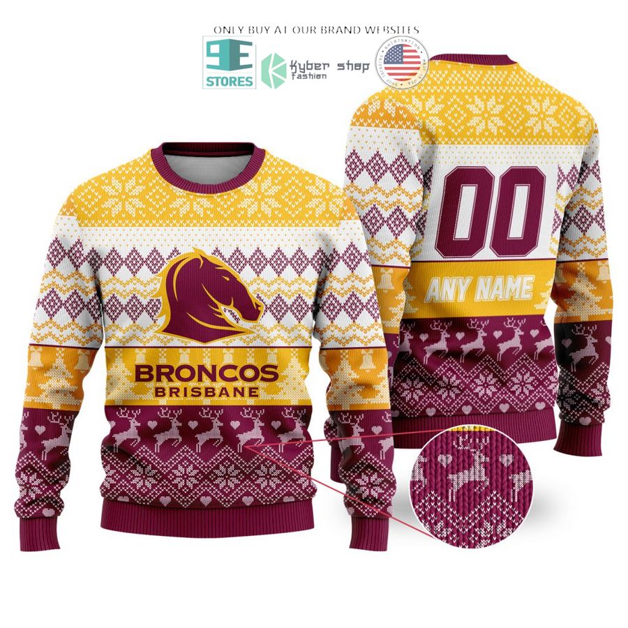 personalized nrl brisbane broncos christmas sweater sweatshirt 1 23407