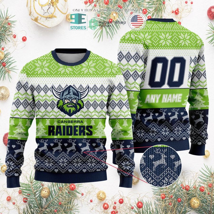 personalized nrl canberra raiders christmas sweater sweatshirt 2 46046