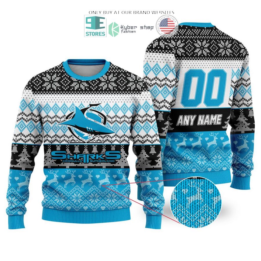 personalized nrl cronulla sutherland sharks christmas sweater sweatshirt 1 39750