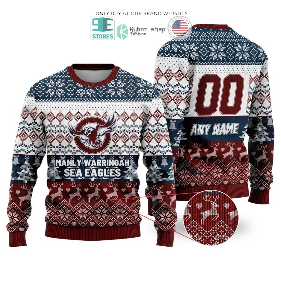 personalized nrl manly warringah sea eagles christmas sweater sweatshirt 1 30979