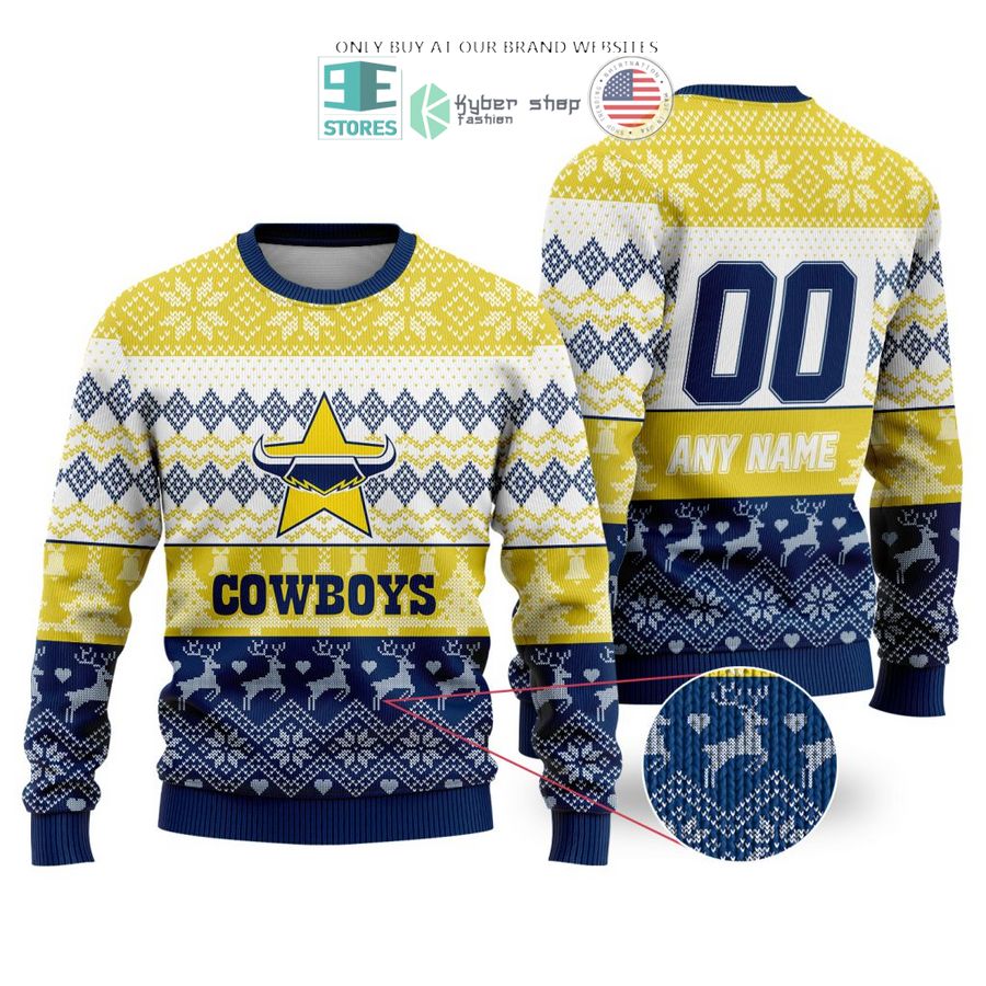 personalized nrl north queensland cowboys christmas sweater sweatshirt 1 29144