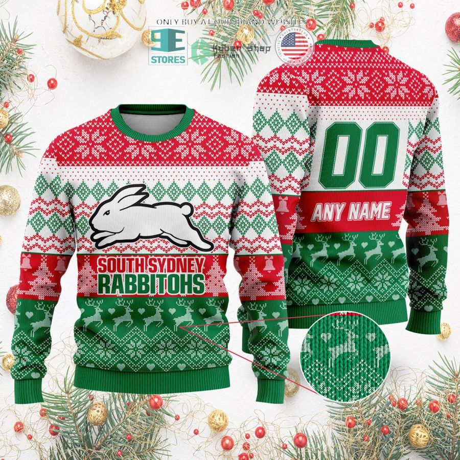 personalized nrl south sydney rabbitohs christmas sweater sweatshirt 2 51585