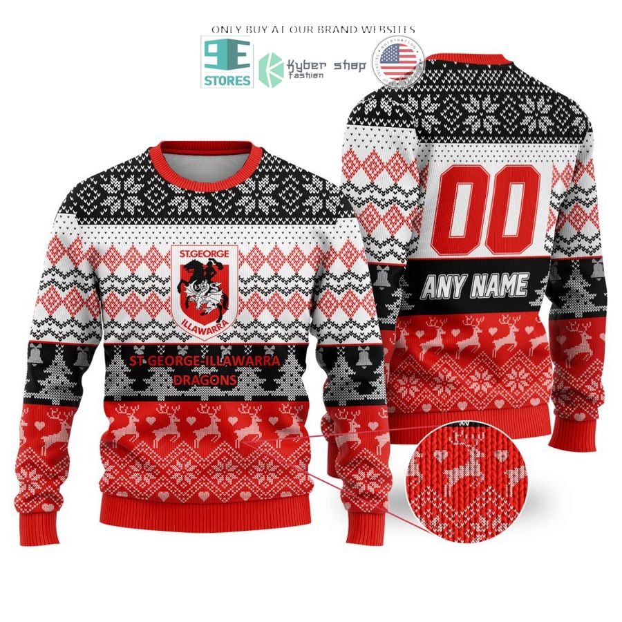 personalized nrl st george illawarra dragons christmas sweater sweatshirt 1 99148
