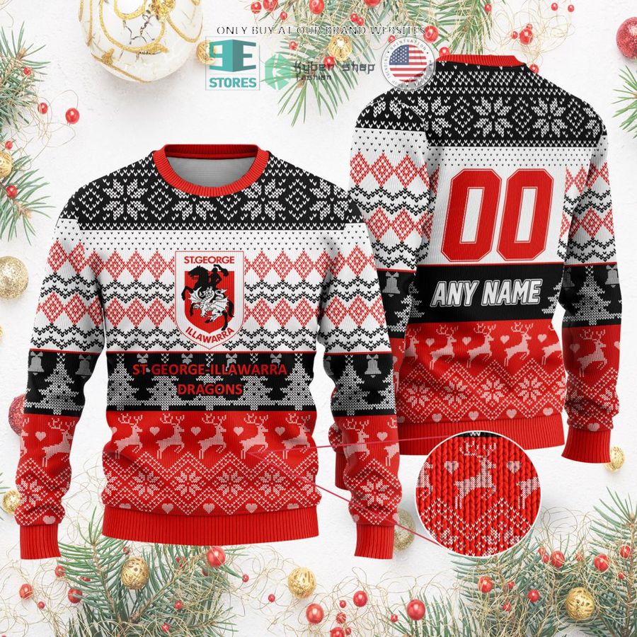 personalized nrl st george illawarra dragons christmas sweater sweatshirt 2 52154