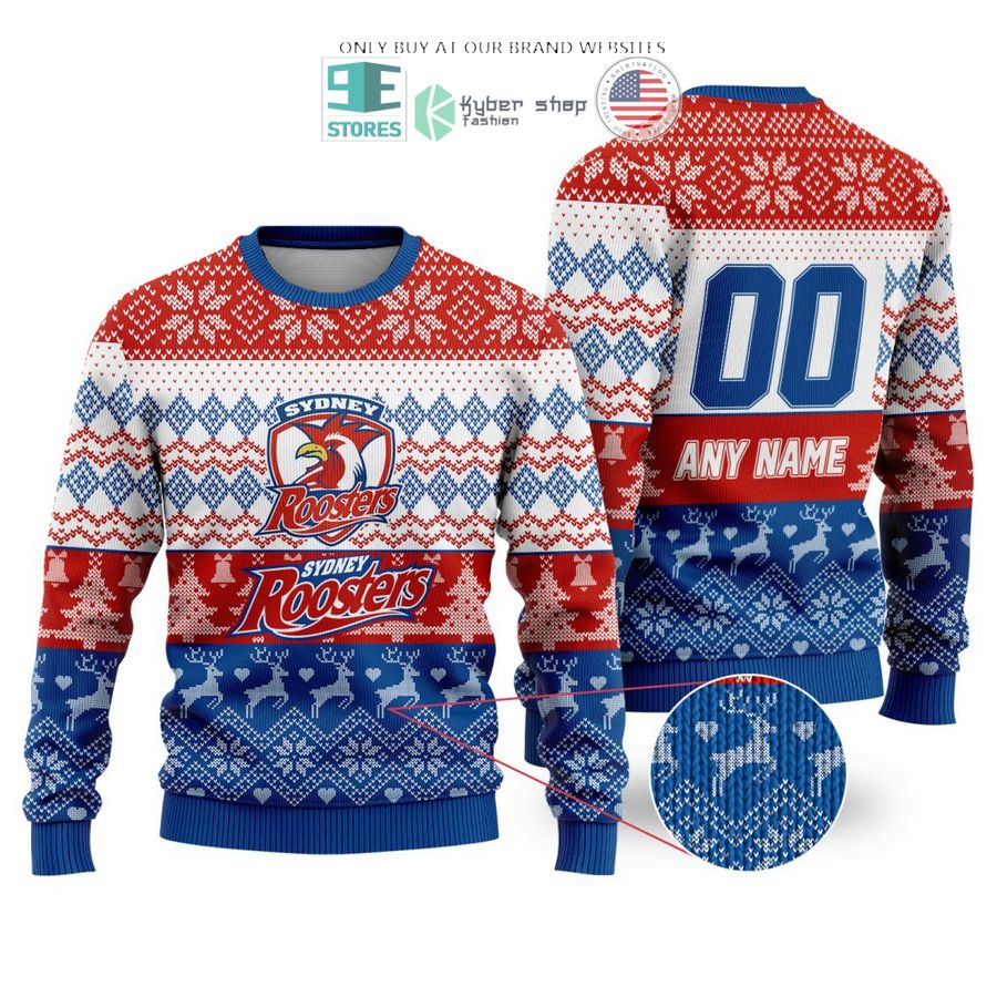 personalized nrl sydney roosters christmas sweater sweatshirt 1 63971