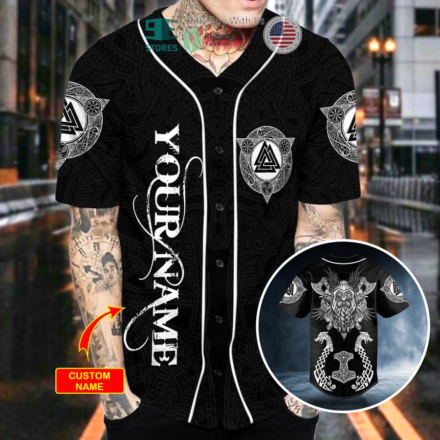personalized odin king viking white tattoo custom baseball jersey 2 29150