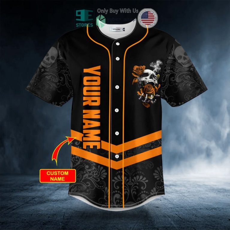 personalized orange roses sugar skull custom baseball jersey 3 92432