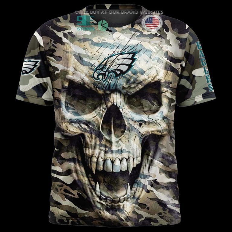 personalized philadelphia eagles skull camo 3d shirt hoodie 1 98394