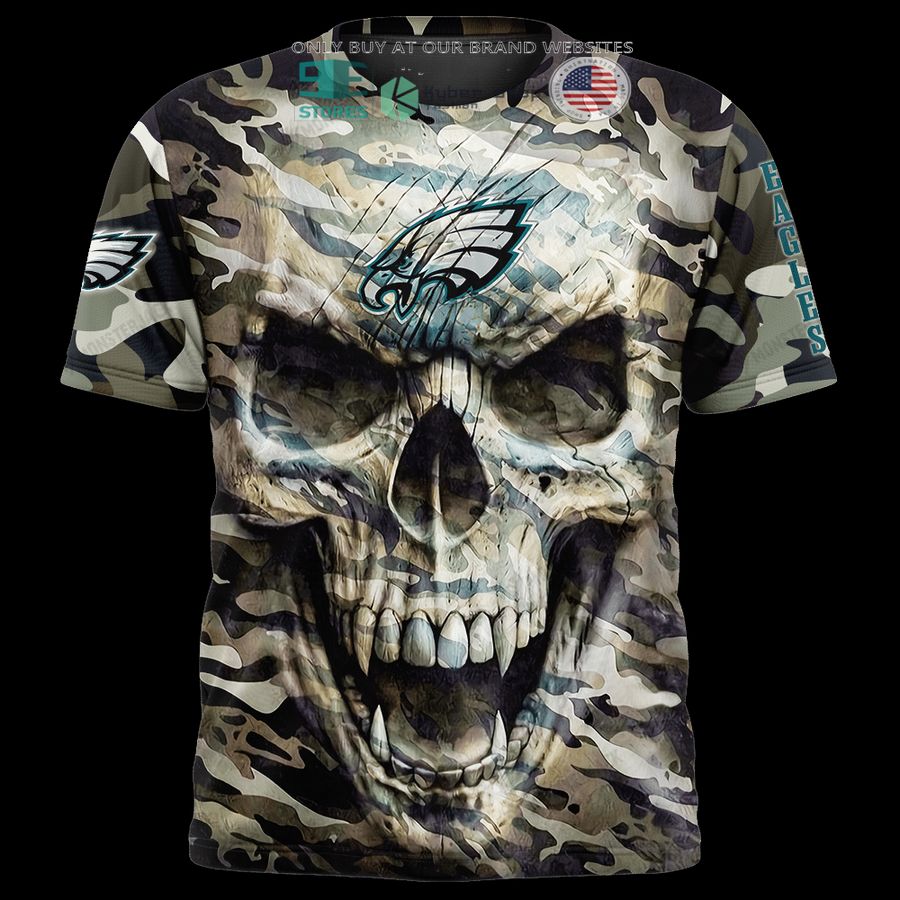 personalized philadelphia eagles skull camo 3d shirt hoodie 1 98394