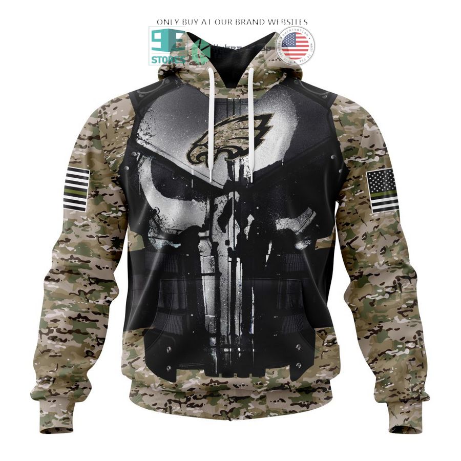 personalized philadelphia eagles skull punisher veteran camo 3d shirt hoodie 1 67007