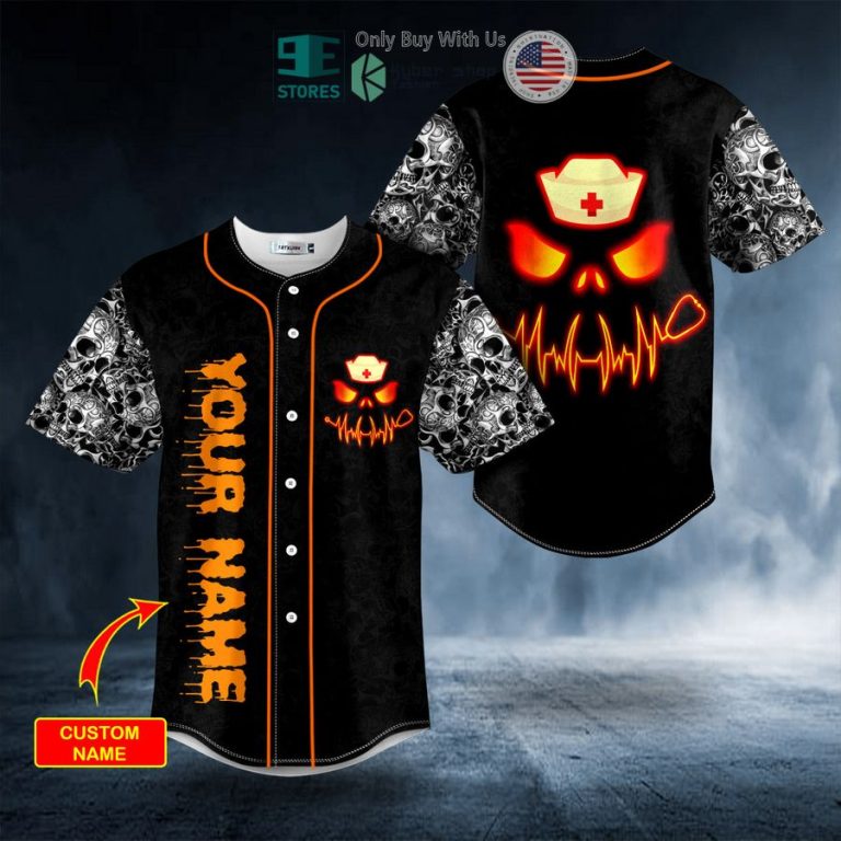 personalized pumpkin skull happy halloween custom skull baseball jersey 1 2100