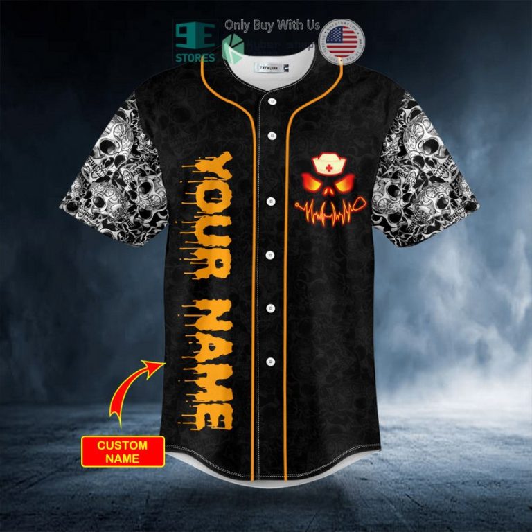 personalized pumpkin skull happy halloween custom skull baseball jersey 3 33665