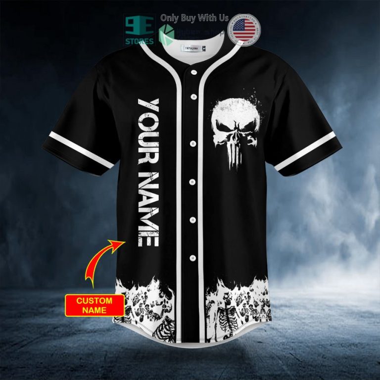 personalized punisher skull symbol distressed custom baseball jersey 3 96486