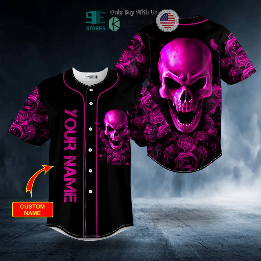personalized purple roses sugar skull custom baseball jersey 1 26080