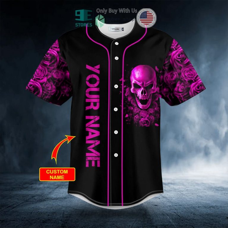 personalized purple roses sugar skull custom baseball jersey 3 90990