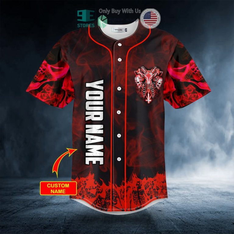 personalized red baphomet evil skull custom baseball jersey 3 55343