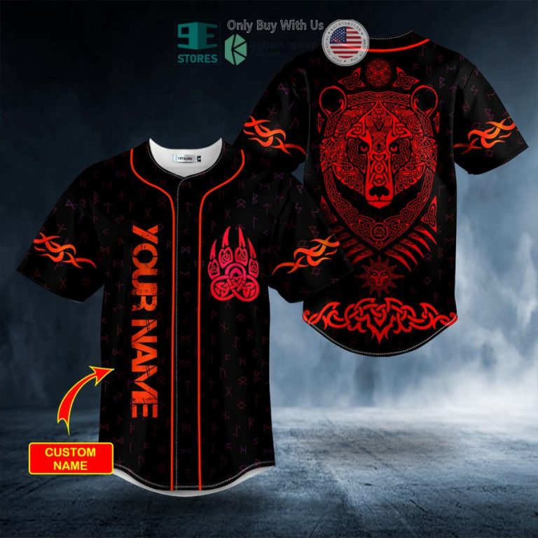 personalized red bear viking tattoo custom baseball jersey 1 6877