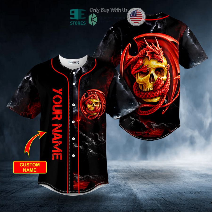 personalized red celtic dragon skull custom baseball jersey 1 30712