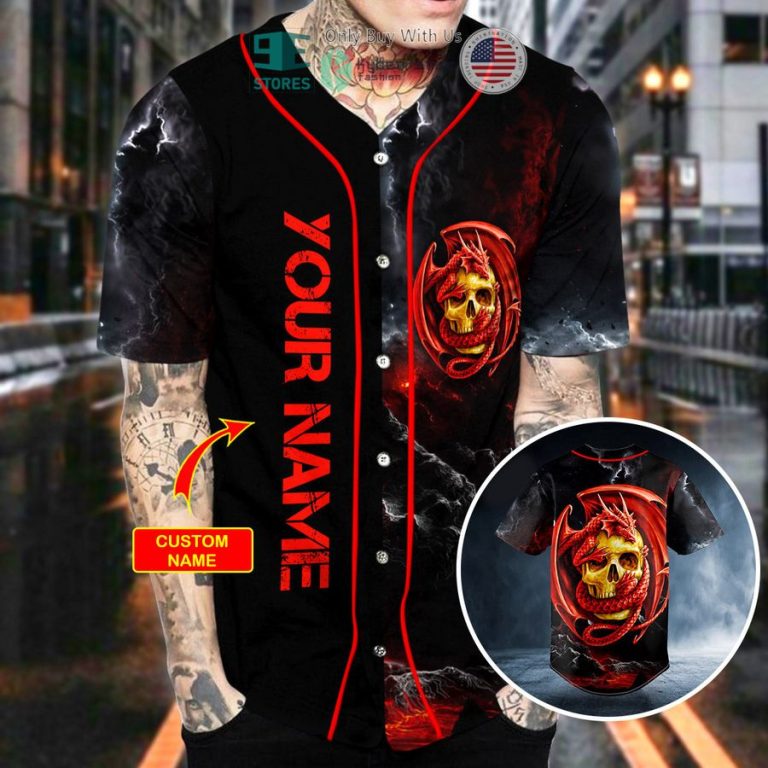 personalized red celtic dragon skull custom baseball jersey 2 95887