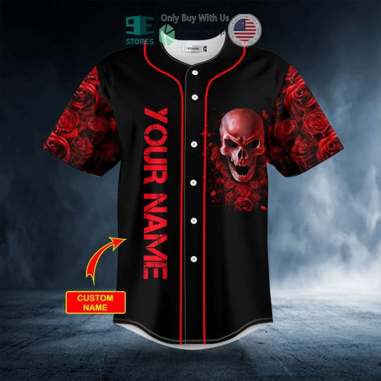 personalized red rose blood skull custom baseball jersey 3 23078