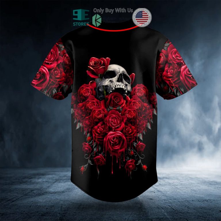 personalized red rose killer skull custom baseball jersey 3 78940