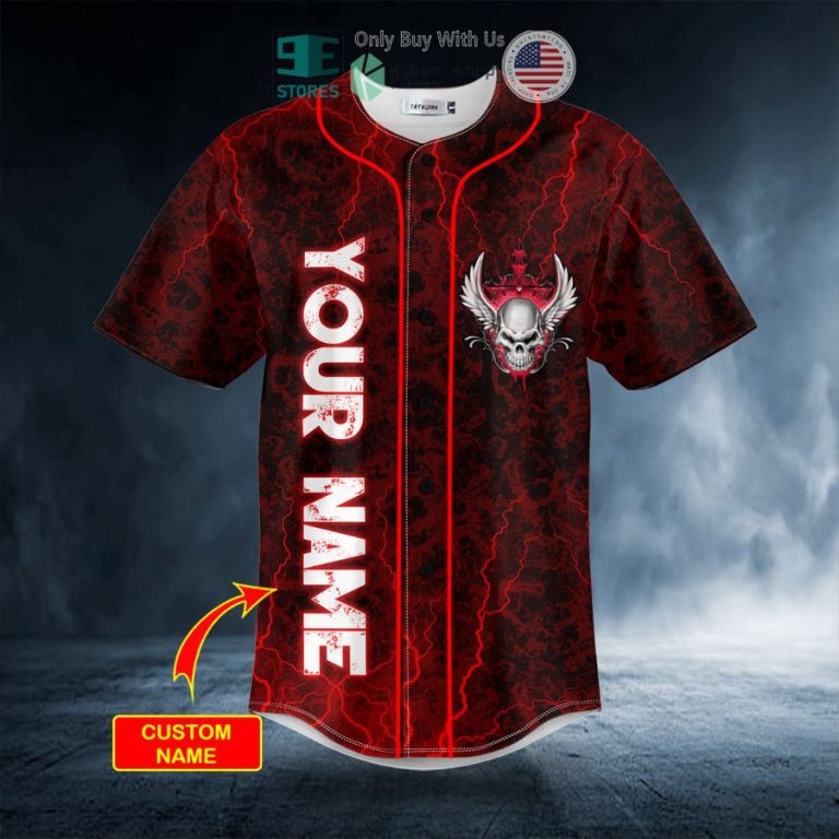 personalized red winged fire skull custom baseball jersey 3 28134