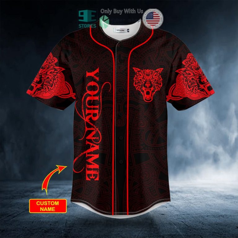 personalized red wolf power viking tattoo custom baseball jersey 3 21769