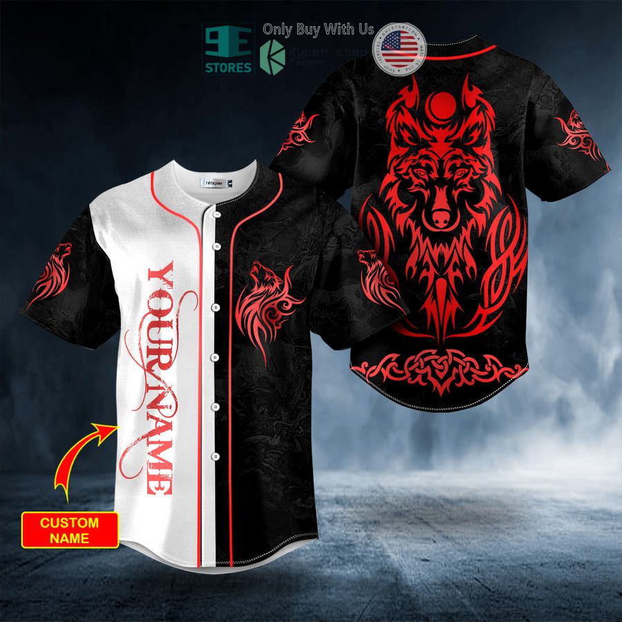 personalized red wolf viking custom baseball jersey 1 66973