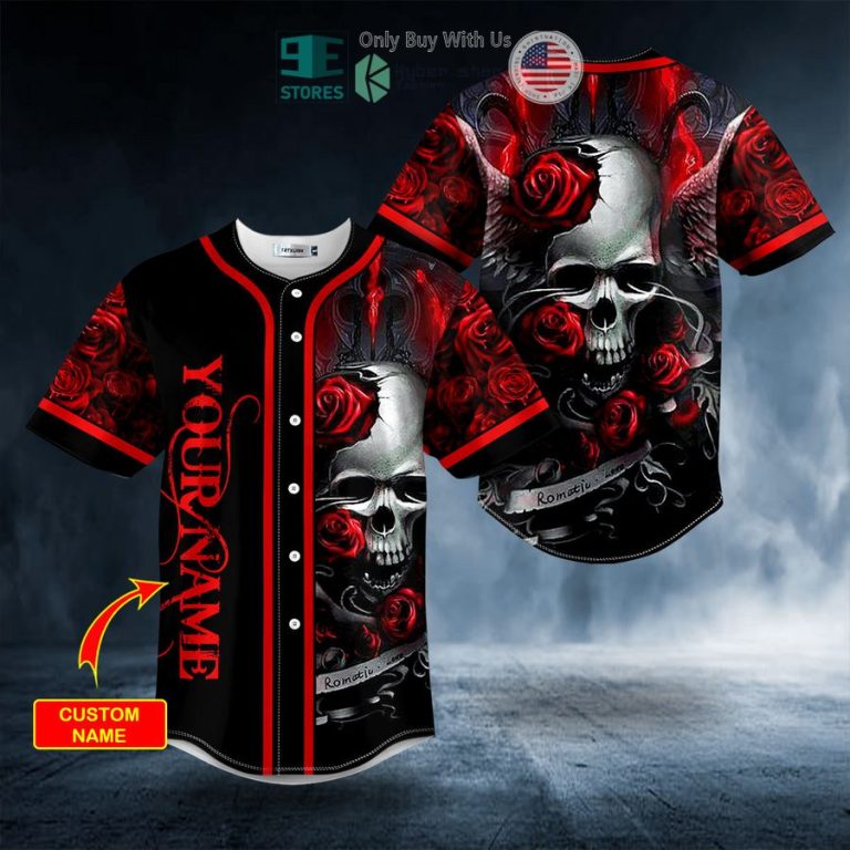 personalized romantic love roses sugar skull custom baseball jersey 1 23255