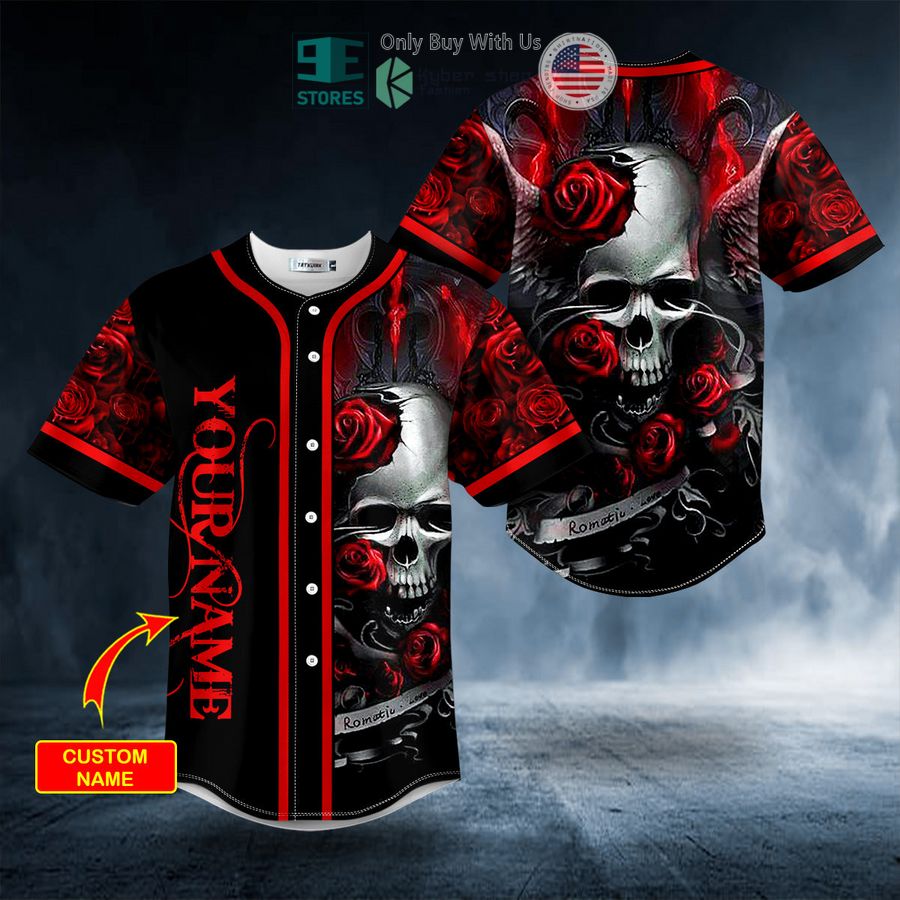 personalized romantic love roses sugar skull custom baseball jersey 1 23255