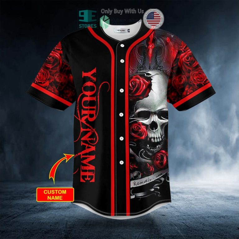 personalized romantic love roses sugar skull custom baseball jersey 3 24782