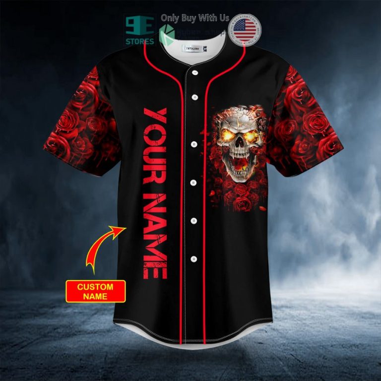 personalized roses blast skull custom baseball jersey 3 3656