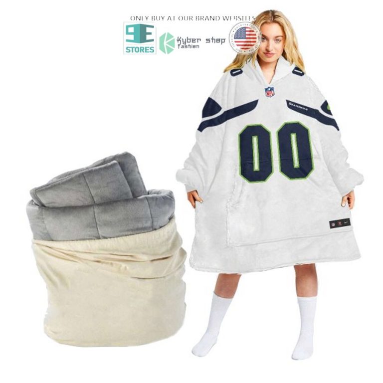 personalized seattle seahawks white sherpa hoodie blanket 1 33757