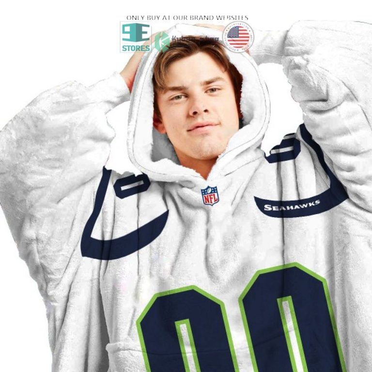 personalized seattle seahawks white sherpa hoodie blanket 3 94829