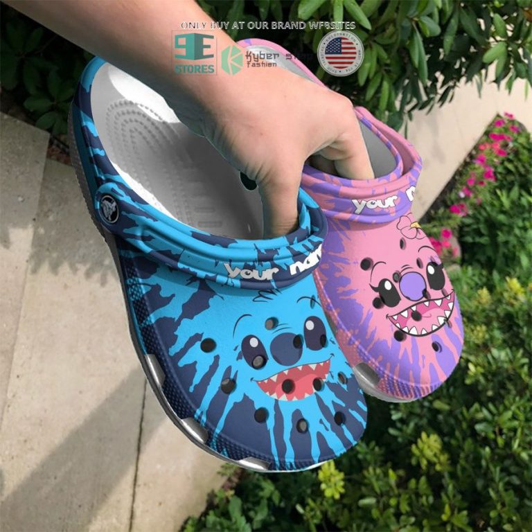 personalized stitch and angel tie dye face crocs crocband shoes 3 99315