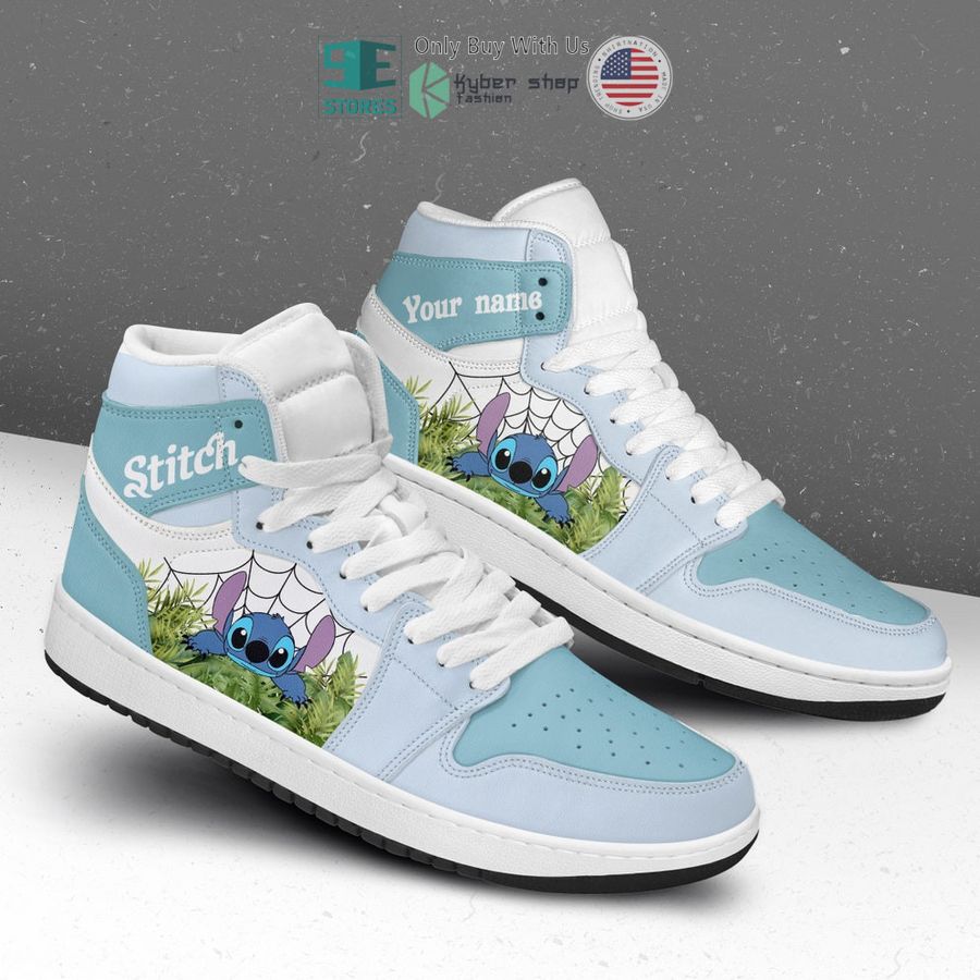 personalized stitch custom light blue air jordan high top shoes 1 81336