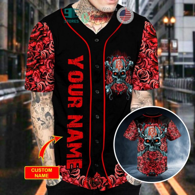 personalized stuff n roses skull custom baseball jersey 2 26792