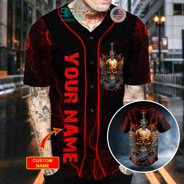 personalized sword broken winged skull custom baseball jersey 2 98539