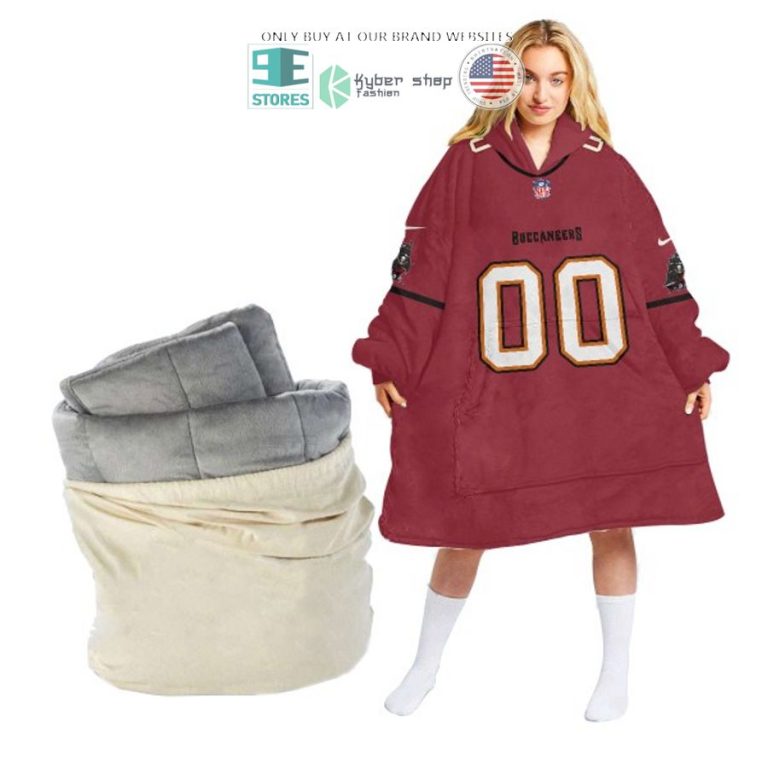 personalized tampa bay buccaneers red sherpa hoodie blanket 1 47503