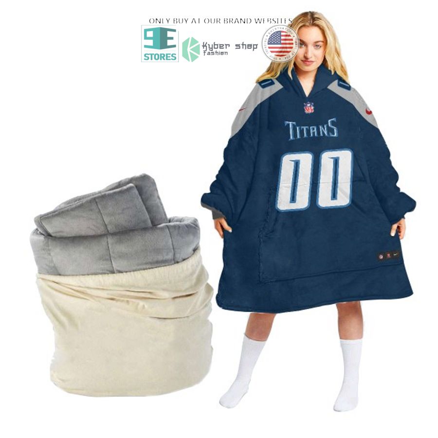 personalized tennessee titans blue sherpa hoodie blanket 1 5846