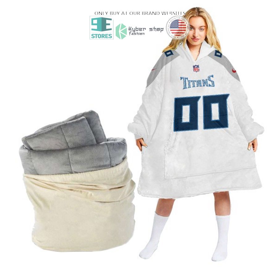 personalized tennessee titans white sherpa hoodie blanket 1 71387