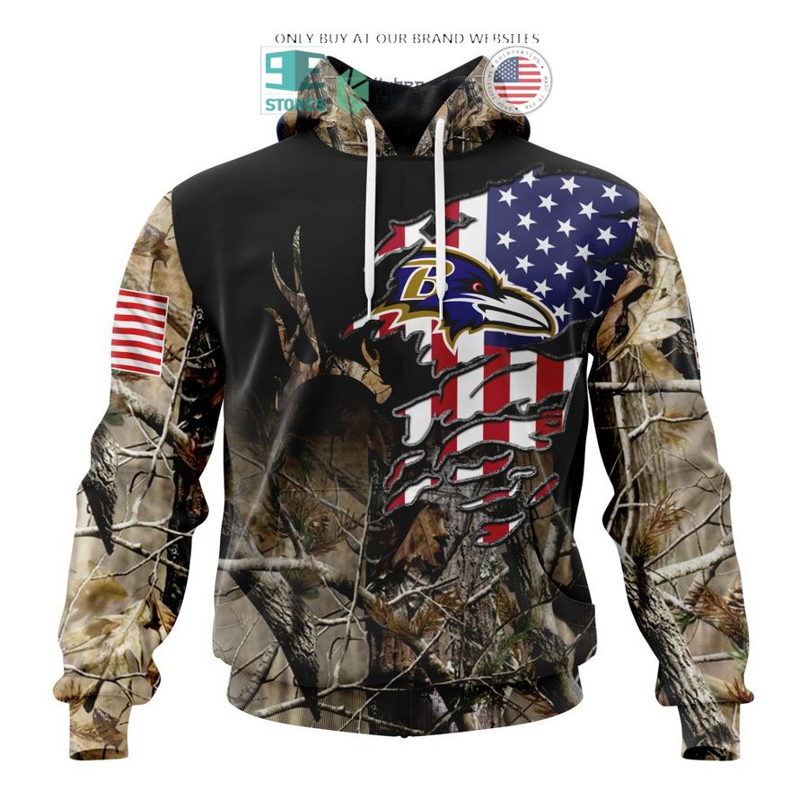 personalized us flag baltimore ravens special camo hunting 3d shirt hoodie 1 74696
