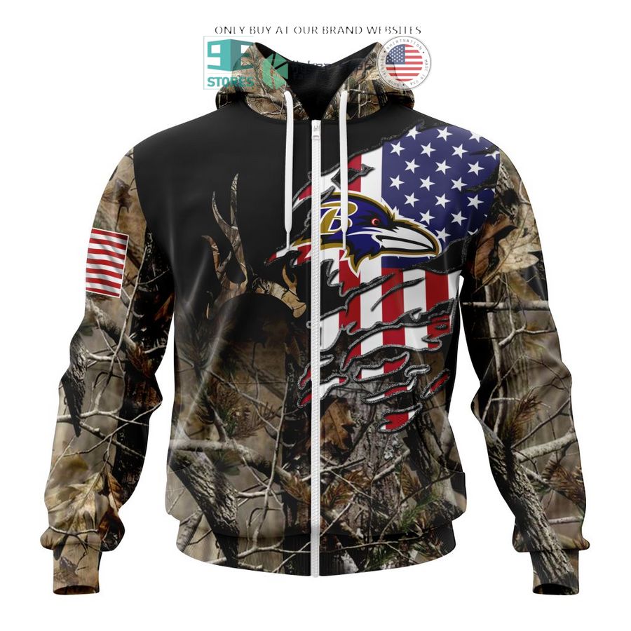 personalized us flag baltimore ravens special camo hunting 3d shirt hoodie 2 43591