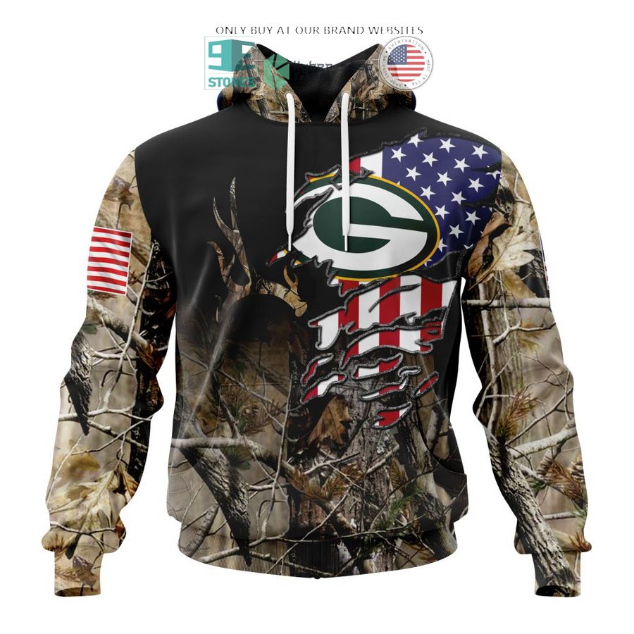 personalized us flag green bay packers special camo hunting 3d shirt hoodie 1 65323