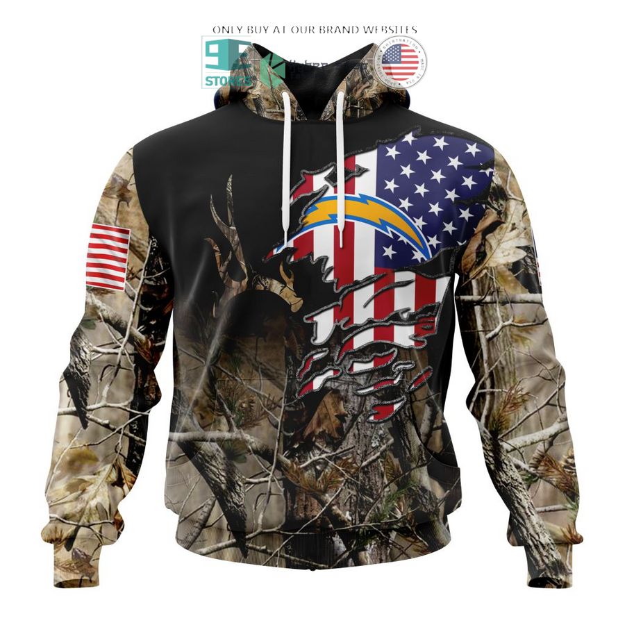personalized us flag los angeles chargers special camo hunting 3d shirt hoodie 1 10105